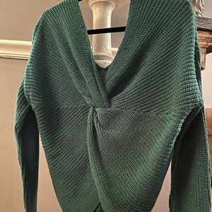 Green Twisted back Sweater